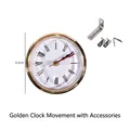65mm gold clock movement insert with Roman numerals and metal spring clips kit - Gold Clock Core