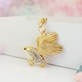 Goldener Adler Schlüsselanhänger mit glitzernden Strasssteinen und Karabinerhaken - Weiß