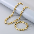 Conjunto de joyas doradas con collar y pulsera de eslabones de infinito en soporte - 12mm de Ancho Color Oro (Pulsera 22cm)
