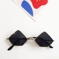 Detail view of gold metal frames and black diamond lenses with silicone nose pads - Black
