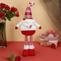 Christmas plush gnome variant wearing white knitted sweater and striped legs decoration - Heart Male Gnome Telescopic Doll