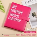 Rose red 100 day envelope savings challenge book with premium leather magnetic cover - Magnetic Rose Red (Shell Only)