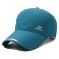 Lightweight navy blue quick-dry baseball cap with reflective brim and side vents - Adjustable / Sea Green