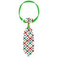Christmas pet tie with red and green plaid patterns and ginger man prints for dogs and cats - White Base Christmas Elements Print (NT269-8)