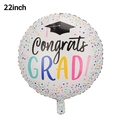 Ballon de remise de diplôme rond 22 pouces avec texte Congrats GRAD et motif chapeau - Ballon Rond de Remise de Diplôme 22 Pouces à Points Colorés
