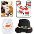 Sneeuwpop thema kerst toiletbrilhoes set met bijpassend vloerkleed en tissuedooshouder - Gestreepte Sneeuwpop Stijl