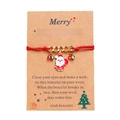 Handwoven red wax rope bracelet with Santa Claus enamel charm on a festive wish card - Santa Claus