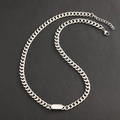 Silver Cuban link necklace featuring a rectangular white shell inlay for men and women - Necklace / White