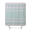 Waterproof polyester shower curtain with mint green and white horizontal stripes - Light Green B Striped