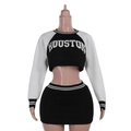Detail van de slim-fit varsity-set met Houston-letteropdruk en contraststrepen - S / Zwart & Wit