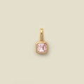 Colgante minimalista bañado en oro con piedra de nacimiento y circón rosa - Colgante de Piedra de Nacimiento de Octubre