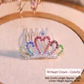 Pettine per capelli corona cuore bimba con strass colorati finitura argento - 7# Corona a Cuore - Colorata
