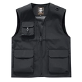Men's outdoor utility fishing vest in black featuring multiple pockets and V-neck design - S / Tops / Black
