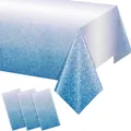 Blue silver gradient party tablecloth with shimmering glitter finish and napkins - Blue Gradient