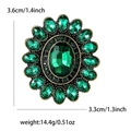 Spilla a girasole vintage in lega dorata con cristalli verdi e dimensioni - Verde