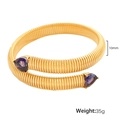 Gold spiral snake bracelet with purple heart crystals and textured woven finish - Purple Zirconia