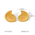 Detail showing 18k gold plated conch-shaped stainless steel earrings with size measurements - Gold Spiral Conch Style (HC-E10151)
