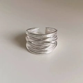 Minimalist S925 sterling silver multilayer intertwined open ring in silver finish - J5908 Multi-layer Braid Open