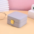 Lavender square velvet jewelry box with golden lock and premium faux leather finish - Light Purple