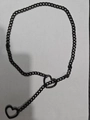 Handmade gunmetal stainless steel Y-shaped chain necklace with heart charms - Black Heart 8mm 63cm