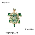 Exquisite gold alloy turtle brooch with green rhinestones and enamel, 4.1cm x 3.1cm size - Turtle Design (4473-GN) / Green