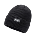 Gorro de invierno negro para hombre de punto acanalado con forro cálido y parche FUMY - Talla única / Negro