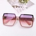 Pink oversized square sunglasses with gradient lenses and gold star rivets details - Purple Pink