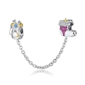 S925 silver Christmas safety chain with snowflake glove and red stocking charm charms - Mittens and Stocking Safety Chain