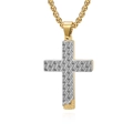 Ciondolo a croce bicolore oro e argento in acciaio al titanio con design a nido d'ape - Solo ciondolo / Oro