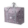 Purple-grey foldable travel bag with geometric patterns and transparent ID card slot - Enlarged Grey Geometric