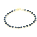 18k gold tennis bracelet featuring sparkling blue star-shaped zircon stones on white background - Blue