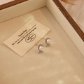 Elegant silver heart bow earrings with pearls and zircons in a premium wooden gift box - Silver Bow (3#)