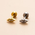 Lip-shaped stainless steel ear stud with micro-set zircon in gold and silver finish - Silver Lip Style (3#)