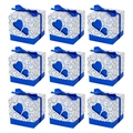Scatole regalo bianche con cuori blu e nastro disposte in una griglia ordinata di 3x3 - Blu scuro