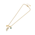 Gouden ketting met levensboom, kleurrijk emaille blad en groene edelsteen hanger - 3# Blad