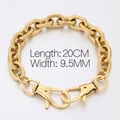 Pulsera de cadena dorada de acero inoxidable con doble cierre langosta, 20 cm x 9,5 mm - Estilo de Cierre Doble (KB180252-Z) / Dorado
