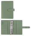 A6 Macaron green PU leather 6-ring binder notebook with card slots and snap closure - Snap Style Tea Green (Cover Only)