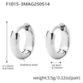 Polished silver stainless steel hoop earrings for women with minimalist sleek finish - Steel (F1015-3)