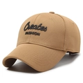 Berretto da baseball in cotone kaki con ricamo Creates FASHION e design a sei pannelli - Beige Scuro