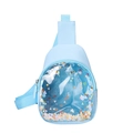 Light blue kids chest bag with transparent PVC pocket filled with colorful sequins - Blue