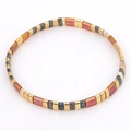 Bracelet élastique Tila bohème aux perles dorées, gris mat et à reflets arc-en-ciel - Gris Foncé Iridescent Or