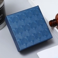 Navy blue square jewelry gift box with textured fan pattern for stainless steel ring - HZ15BU Gift Packing Box / Dark Blue