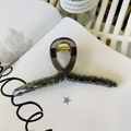 Translucent dark grey 13cm hanger hair claw clip with golden metal spring mechanism - 13cm Hanger Type / Translucent Black