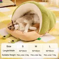 Tableau des tailles du sac de couchage chat en polaire verte, disponible en S M et L - S (40*30cm) / Vert