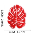Detail of red monstera leaf embroidery patch with 5.2cm height and 4cm width measurements - Monstera Leaf (W12MZ-078-06)