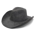 Classic dark grey suede western cowboy hat with wide brim and decorative stitching - M (56-58cm) / Dark Gray