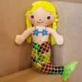 Blue mermaid plush toy with golden hair and rainbow scale tail for girls doll gift - 30 cm / Yellow Mermaid