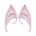 Pink latex elf ears for cosplay featuring glitter coating and a soft translucent finish - 10CM OPP Bag / Pink Glitter (10CM)