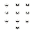 Vista de diez colgantes de corazón blanco con elegantes lazos de esmalte negro - 4# Corazón Con Lazo Negro