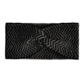 Gebreide winterhoofdband voor dames met visgraatmotief en gedraaid detail in zwart grijs - Zwart + Grijs